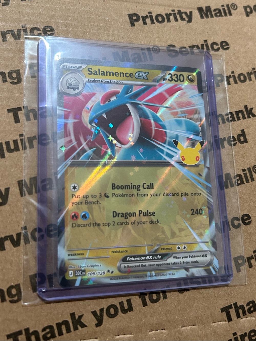 Holo Salamence ex 30th Celebration Pokemon TCG Card No. 109/128 ⭐️⭐️